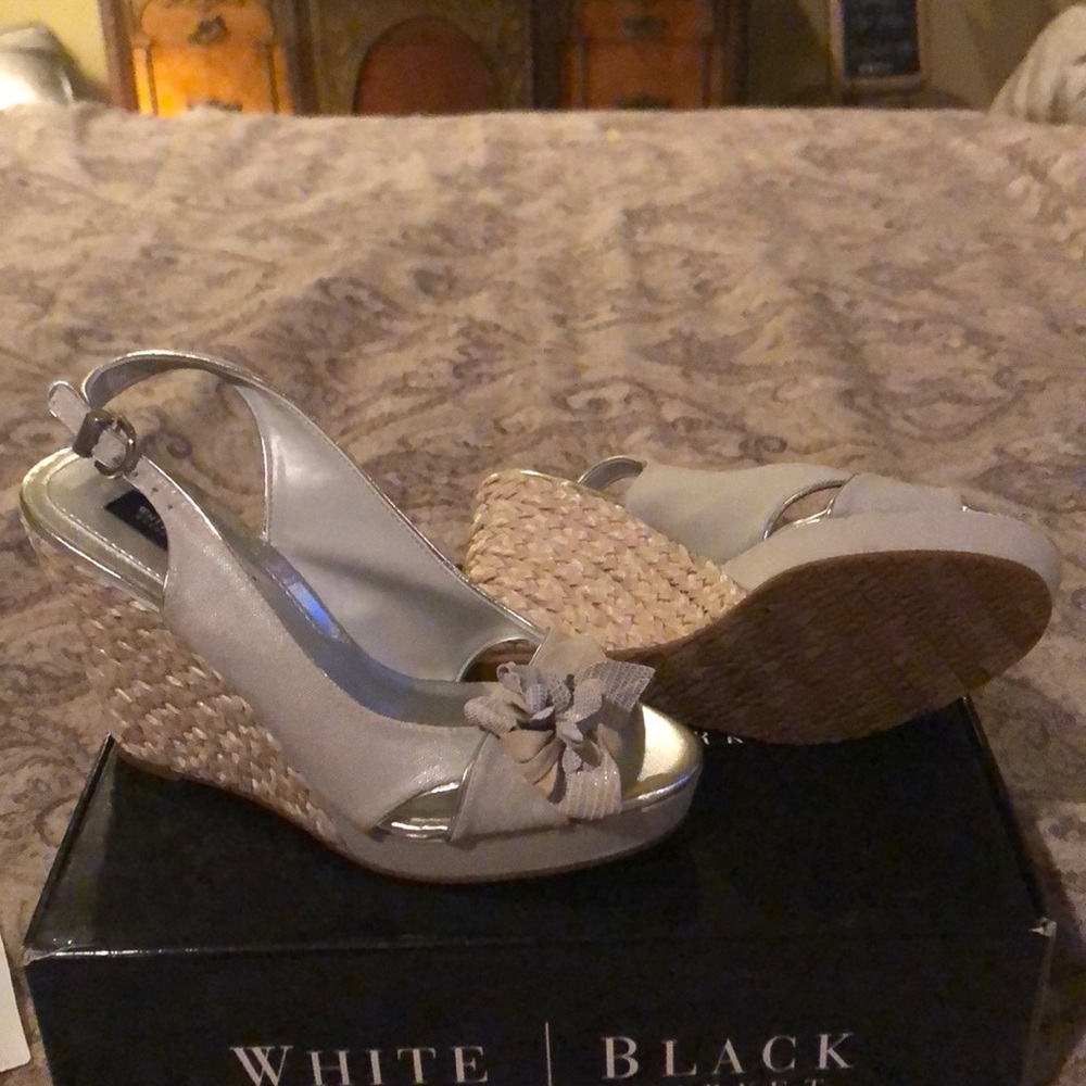 White House Black Market silver wedge